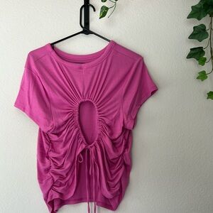 Pink Soft Open-back Work Out Top